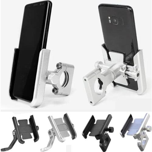Metal Bike Motorcycle Phone Holder 360 Degree Rotatable Bicycle Handlebar Phone Holder Rearview Mirror Mobile Cell Phone Stand