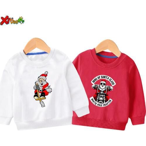 Kids christmas hoodie sweatshirts funny baby girls Cotton Toddler Christmas Costume Fashion white sweatshirt for boy4T