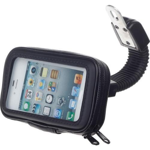 360 Degree Adjustable Motorcycle Scooter Rear View Mirror Flexible Mount Holder Waterproof Case for Mobile Phones and GPS