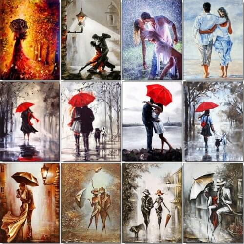 Huacan 5d DIY Diamond Painting Kit Full Square Couple Street Diamond Embroidery Cross Stitch Mosaic Portrait Rhinestone Pictures