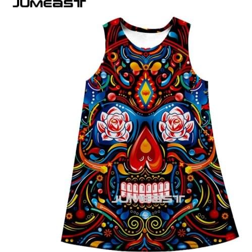 Jumeast Brand Women 3D Printed Dresses Dia De Muertos Summer Fashion Sleeveless Dress Suspender Nightdress