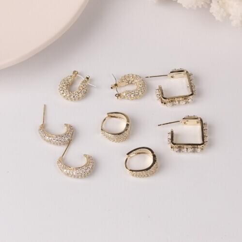 Hot selling fashion jewelry exquisite copper inlaid zircon simple small gold hoop earrings elegant womens everyday wild earring