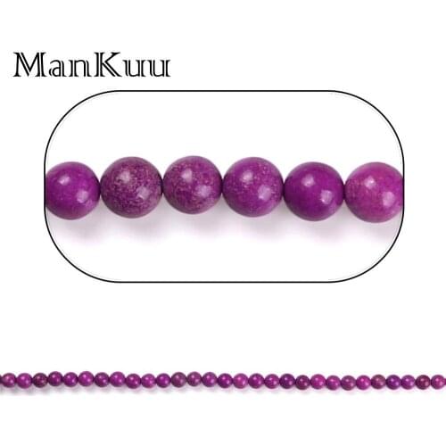 ManKuu 6mm/8mm Dyed Turquoises Bead Purple/Red/Blue Plastic Stone Beads For Jewelry Making Wholesale Strand Gem Stone Loose Bead