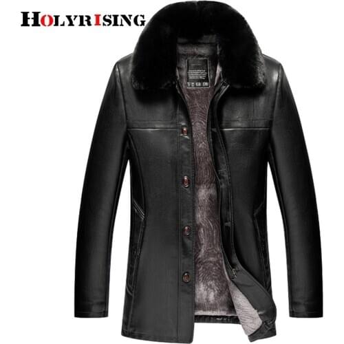 Men Leather Jacket Pu Jacket Men Thick Warm Jackets Mens Outwear Fleece Fur Windbreaker Coat 19469