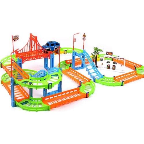 DIY Variety 3D Electric Rail Speed Car Train Model Color Track Racing Car Fun Assemble Toy Birthday Gift For Kids Boys