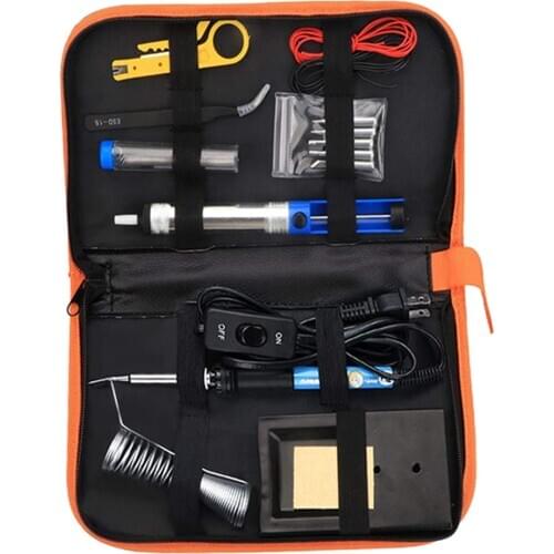 Soldering Iron Kit, 14 Pcs 60W 110V Adjustable Temperature Welding Soldering Iron Set with PU Tool Carry Case