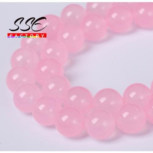 Natural Light Pink Chalcedony Jades Stone Round Loose Spacer Beads 4-14mm DIY Bracelet Accessories For Jewelry Making 15'strand