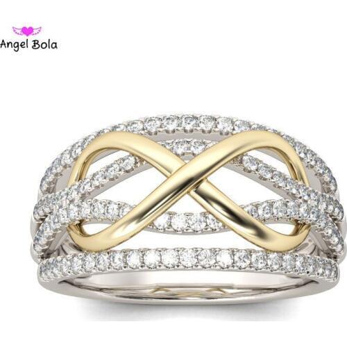 New Design Forever Love Wedding Rings Women Silver Color Copper with AAA Crystal Stones Infinity Endless Charm Finger Jewelry