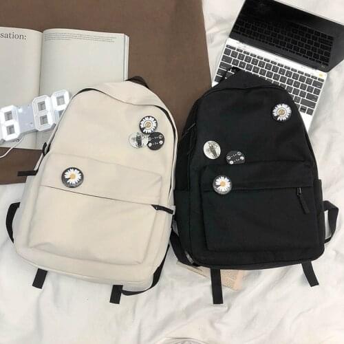 Solid Color Womens Backpack Waterproof School Bags For Teenager Girls Student Bookbag Travel School Backpack