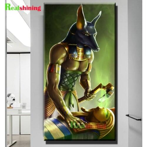 Full Square Round Diamond Embroidery Anubis Egyptian Pharaoh 5D DIY Diamond Painting Portrait Cross Stitch Handicraft N2193