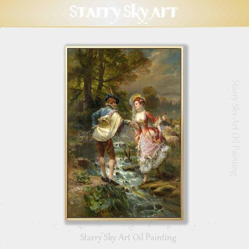 Top Artist Hand-painted Luxury Wall Decor 2 Europe People Dancing Oil Painting on Canvas Beautiful Europe Figure Oil Painting