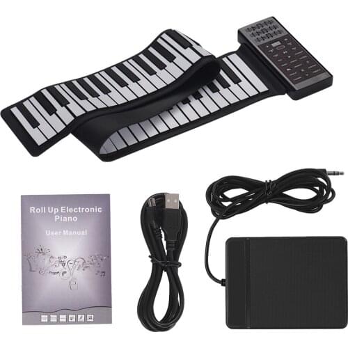 Portable Electric 88 Keys Roll Up Piano Multifunction Digital Piano Keyboard Built-in Speaker Rechargeable Lithium Battery
