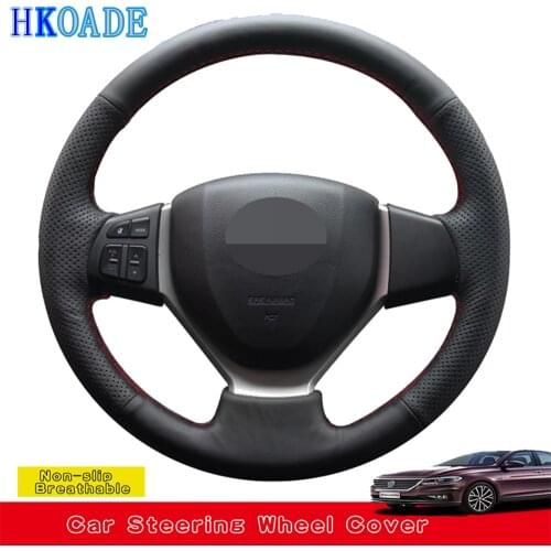 DIY Hand-stitched Black Artificial Leather Car Steering Wheel Cover For Suzuki Vitara 2015 Suzuki CELERIO S-CROSS SX4 2013 2014