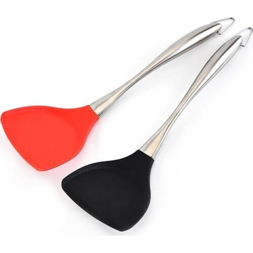 Kapmore 1pc Silicone Spatula Non-Stick Flexible Cooking Spatula With Stainless Steel Handle Kitchen Cooking Tools Accessories