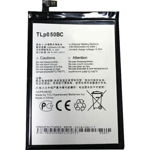 Full 5000mAh TLp050BC Replacement Battery Battery Batterij For Alcatel Pixi 4 Plus Power 5023F 5023E Mobile Phone Batteries