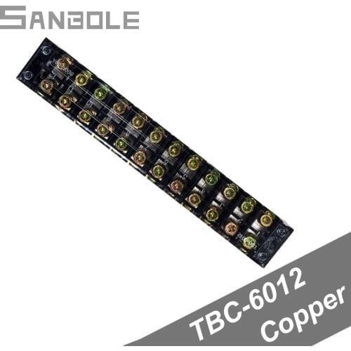 TBC-6012/TB-6012 Terminal Blcoks Connection Plate with plastic cover 24 screws Terminals 60A/12P 600V Copper
