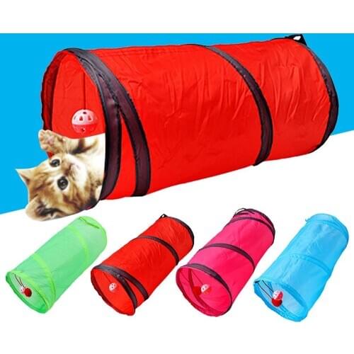 Funny Pet Cat Tunnel 2 Holes Play Tubes Balls Collapsible Crinkle Kitten Toys Puppy Ferrets Rabbit Play Dog Tunnel Tubes 4 Color