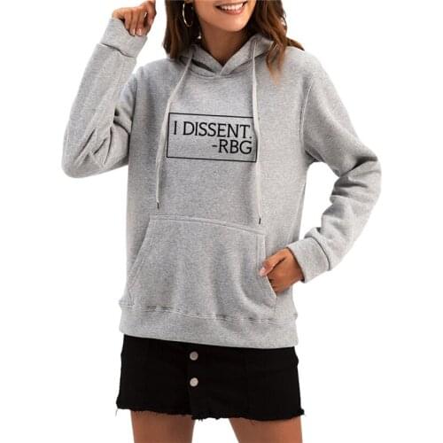 I Dissent RGB Women Hoodies Long Sleeve Ruth Bader Ginsburg Sweatshirts Feminism Letters Printed Harajuku Pullovers Female