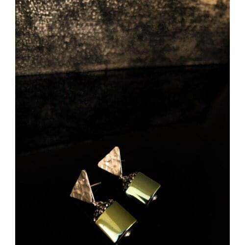 Dr Stone Natural Stone Women Hematite Stone Silver Plated Earrings RYL92 439800153