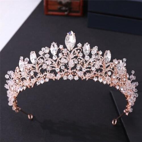 Vintage Leaf Royal Queen King Tiaras and Crowns Women Pageant Prom Diadem Hair Ornaments Wedding Hair Jewelry Accessories New