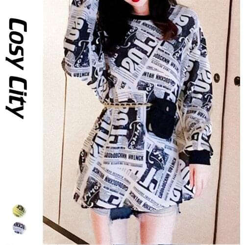 Women Long Sleeve Y2k Top Sweatshirt Crewneck Grunge Pullovers Sweater Female Korean Autumn Clothes 2000s Aesthetic Streetwear