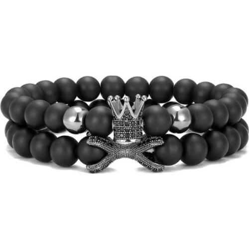 2pcs/lot 8mm crown ball gold silver copper cz zircon cubic zirconia beads Yoga Bracelet elastic Stone Bangles tg3s