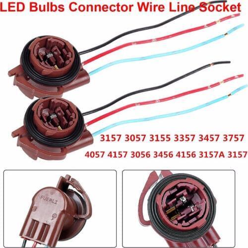 2PCS 3157 3057 LED Bulbs Holder Socket Wire Connector Extension Reverse Stop Harness Line 1156 1157 3156 7440 7443 BA15S P21W