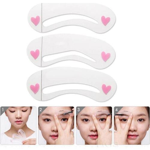 3Pcs Reusable Eyebrow Drawing Guide Card Assistant Template Brow Makeup Stencil Keep your eyebrows symmetrical and trimmed perfe