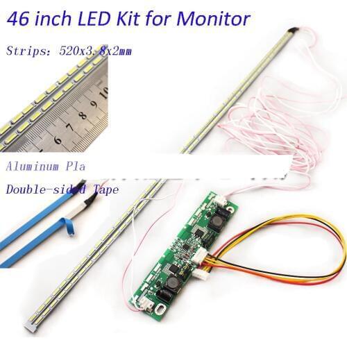 46 inch LED Aluminum Plate Strip Backlight Lamps Update Kit for LCD Monitor TV Panel 2 LED Strips 520mm Free Shipping
