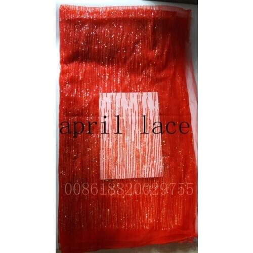 Ap061# res stripe color glued glitter african net tulle mesh lace for fashion wedding party/lady dress