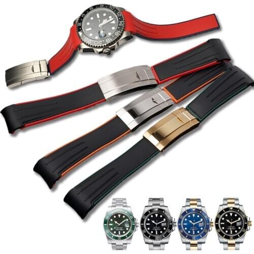 Watch Accessories Band For Rolex DAYTONA SUBMARINER GMT Men Waterproof Watch Band Strap Silicone Rubber Watch Bracelet Chain