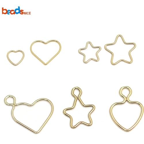 Beadsnice Gold Filled Tiny Hollow Pendant Charms Heart and Star Charms Wholesale Jewelry Findings ID40025