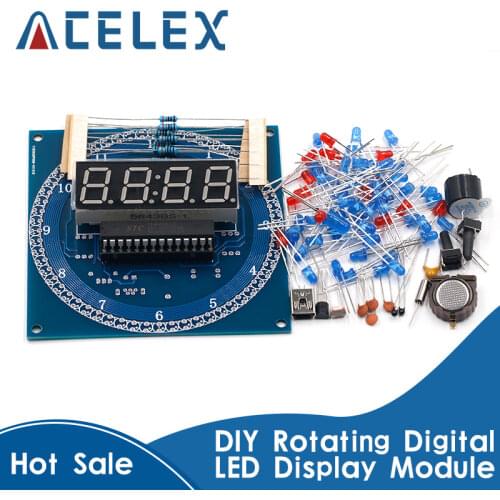 Free Shipping DS1302 Rotating LED Display Alarm Electronic Clock Module DIY KIT LED Temperature Display for arduino