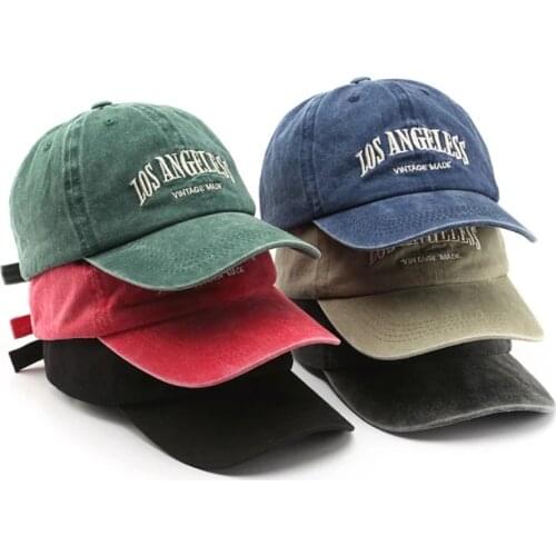 Mens Kpop Letter Embroidery Baseball Cap Womens Summer Washed Denim Snapback Retro Hip Hop Cap Male Cotton Dad Hat Headdress