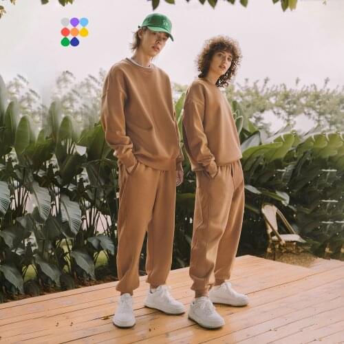 INFLATION Brand Men Sweatpant Set Sportwear 2021 Trendy Winter Warm Fleece Tracksuit Couple Crewneck Sweatshirt Suit Unisex