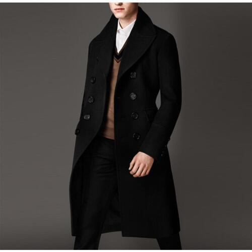 The British business mens coat wool woolen coat Mens winter cashmere windbreaker long large thickened knee code. S-6XL