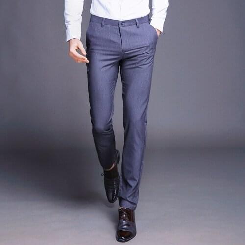 Classic Mens Trousers Male High Quality Social Straight Summer Formal Office Stretch No Iron Business Casual Dress Black Pants