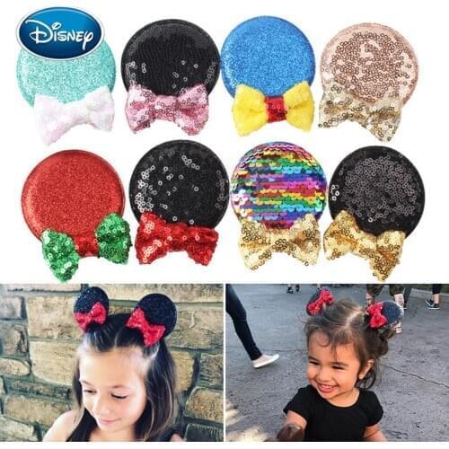 Disney Mouse Ears Barrette Wholesale Sequin Hair Bows Glitter Butterfly Clips DIY Girls Hair Accessories Hair Clips for Women
