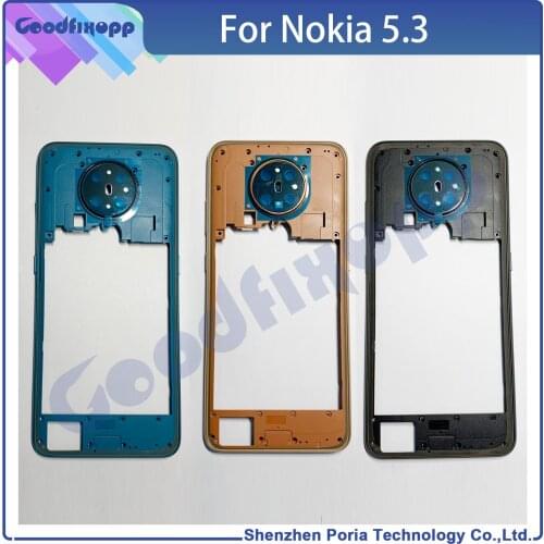 For Nokia 5.3 TA-1234 TA-1223 TA-1227 TA-1229 Middle Bezel Frame Frame Housing Back Battery Cover + Camera Lens