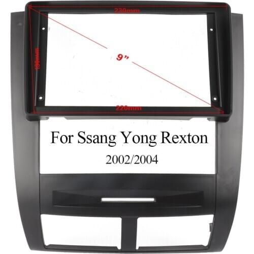 Double Din Black ABS Trim Fascia Frame For Ssang Yong Rexton 2002/04 Refit Car Android 9"Radio Navigation DVD Mounting Dashboard