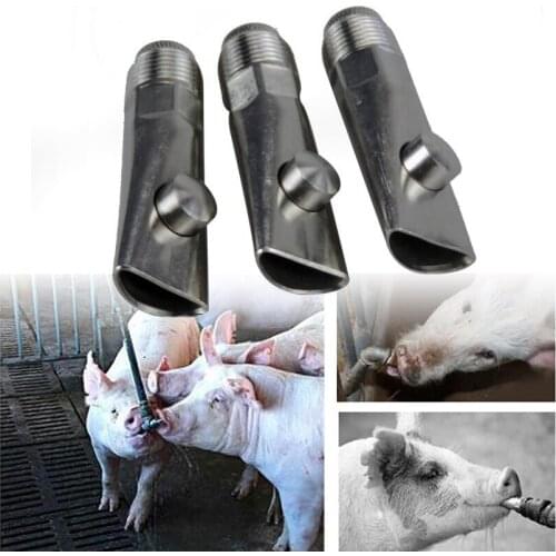 1 Pcs Thickening Stainless Steel Adult Pig Head Nipple Drinking Fountain Bibcock Pig Farming Equipment Automatic Feed Water