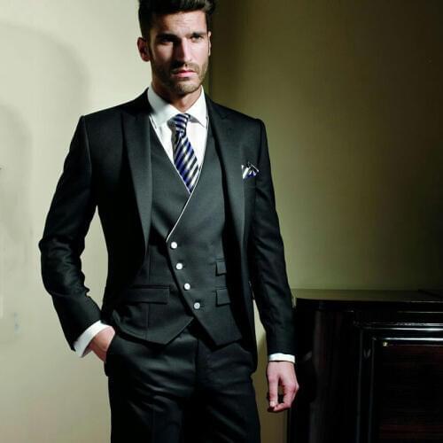 Italian Black Men Suits for Wedding Blazers Slim Fit Terno Masculino Costume Homme Groom Wear Wedding Tuxedos 3Piece Prom Party