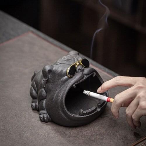Ceramic Cartoon Animal Dog Ashtray Creative Car Smoking Holder Desktop Storage Organizer Office Home Decoration Ornaments Gifts