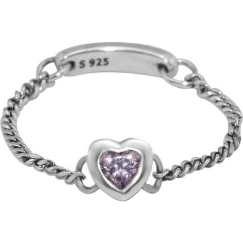 100% 925 Sterling Silver Spirited Heart Ring with Pink CZ Party Wedding Rings for Women Fine Jewelry anillos Wholesale