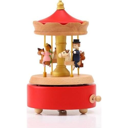 Creative Carousel Music Box Sky City Music Box Childrens Toys Wooden Crafts Home Decoration Accessories Christmas Birthday Gift