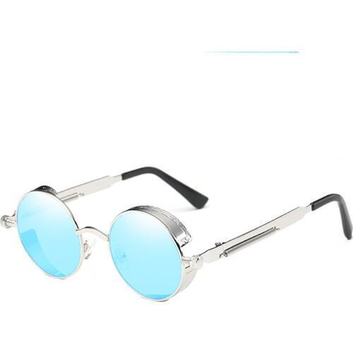 Round Brand Designer Men Retro Womens Gothic Steampunk Sunglasses Transparent See through Sunglasses Oculos de sol UV400 Vintage