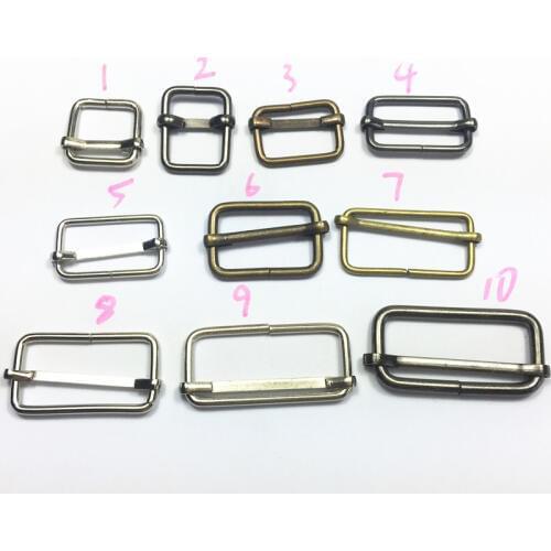 10pcs/Lot Metal Buckles Diy Accessory Decorative Ribbon Slides Tri-glides Wire-formed Roller Pin Buckles Strap Slider Adjuster