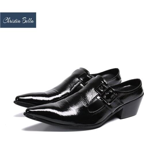 Christia Bella Men Brand Designer Bullock Shoes Summer Leather Breathable Slippers Shoes High Increased High Seels Casual Shoes