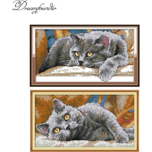 Black Cat Series cross stitch kit aida 14ct 11ct count print canvas stitches embroidery DIY handmade needlework