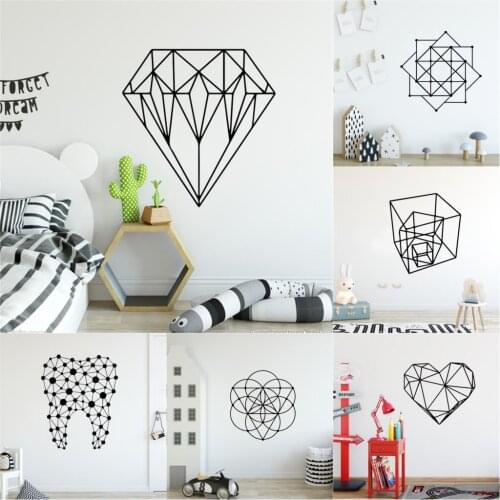 New Design Geometry Wall Stickers For Baby Room Decor Sticker For Wall Diamond Line Wallpaper For Wall Decal decoracion de salon